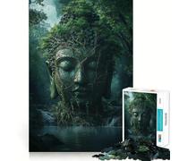 Puzzle da 1000 pezzi per ragazzi,statua di Buddha nella giungla,gioco divertente e stimolante,ideale per il tempo libero e il divertimento,perfetto per decorare la parete a tema natalizio (38x52cm)