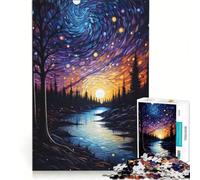 Puzzle da 1000 pezzi per ragazzi Stelle danzanti nella notte, gioco interattivo, migliora la memoria, compleanno e Natale 38x52cm