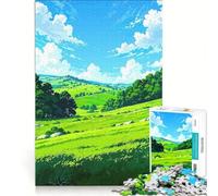 Puzzle da 1000 pezzi per ragazzi, stile anime, paesaggio con colline verdi, gioco pratico, passatempo ideale per le vacanze, compleanno e Natale 38x26cm
