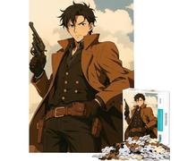 Puzzle da 1000 pezzi per ragazzi stile anime pistolero con cappotto marrone gioco rompicapo stimolante giocattolo ideale come regalo o per divertirsi in famiglia (dimensioni 38x52cm)