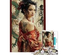 Puzzle da 1000 pezzi per ragazzi stile retrò con geisha e drago gioco educativo per tutta la famiglia con Babbo Natale e altri personaggi dei cartoni animati 50x75cm