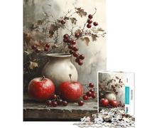 Puzzle da 1000 pezzi per ragazzi stile rustico con motivo a mela gioco intellettuale rilassante adatto alle coppie regalo divertente (dimensioni 38x26cm)