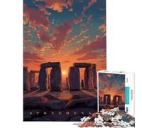 Puzzle da 1000 pezzi per ragazzi Stonehenge al tramonto pixel art ideale per compleanni e Natale Un gioco divertente e interattivo per ragazzi dai 14 anni in su 38x52cm
