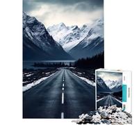 Puzzle da 1000 pezzi per ragazzi strada tra montagne innevate giocattolo educativo rilassante attività per famiglie regalo per donne e uomini (dimensioni 38x52cm)