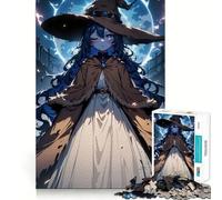 Puzzle da 1000 pezzi per ragazzi,Strega dai capelli blu,disegno ritagliato con precisione,gioco stimolante per la mente,gioco rilassante,attività artistica per il tempo libero natalizio 38x26cm
