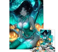 Puzzle da 1000 pezzi per ragazzi strega di Halloween con vestito verde gioco educativo e stimolante ideale per tutta la famiglia regalo perfetto per compleanni (dimensioni 50x75cm)