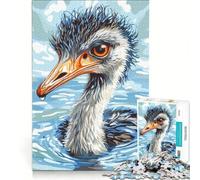 Puzzle da 1000 pezzi per ragazzi struzzo nell'acqua arte digitale giocattolo decorativo da parete divertente e spiritoso regalo di compleanno e originale 38x26cm