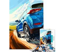 Puzzle da 1000 pezzi per ragazzi SUV blu su strada tortuosa Giochi rilassanti giocattoli che creano dipendenza per coltivare la pazienza sfida impegnativa (dimensioni 50x75cm)