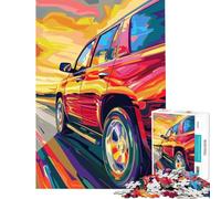 Puzzle da 1000 pezzi per ragazzi SUV rosso su strada sfida educativa decorazione da parete gioco rilassante per ragazzi dai 14 anni in su (38x52cm)