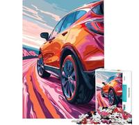 Puzzle da 1000 pezzi per ragazzi SUV rosso su strada tortuosa Gioco interattivo giocattolo avvincente per coltivare la pazienza attività artistiche regalo educativo (dimensioni 38x26cm)