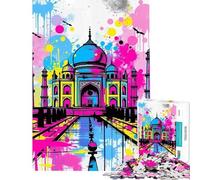 Puzzle da 1000 pezzi per ragazzi Taj Mahal Pop Art divertimento a casa regalo di compleanno gioco impossibile per ragazzi dai 14 anni in su (38x52cm)