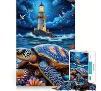 Puzzle da 1000 pezzi per ragazzi tartaruga, faro, cielo notturno, decorazione per incastri precisi, gioco per esercizi mentali, gioco per il tempo libero, regalo di Natale divertente (38x26cm)