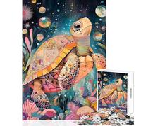 Puzzle da 1000 pezzi per ragazzi tartaruga marina colorata nell'oceano arte rilassante gioco antistress per tutta la famiglia ottimo regalo per gli appassionati di videogiochi (50x75cm)