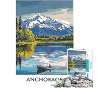 Puzzle da 1000 pezzi per ragazzi tema Anchorage montagna e lago puzzle fai-da-te ideale per le vacanze a casa e per passare il tempo insieme interattivo tra genitori e figli (dimensioni 38x26cm)