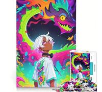 Puzzle da 1000 pezzi per ragazzi, tema anime con drago colorato, decorazione da parete, stimola la memoria, compleanno e Natale 38x26cm