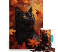 Puzzle da 1000 pezzi per ragazzi,tema autunnale "Sguardo del gatto",disegno pulito,gioco creativo,giocattolo rilassante,regalo di Natale (38x52cm)
