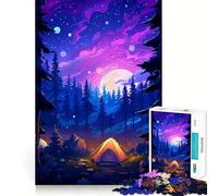 Puzzle da 1000 pezzi per ragazzi,tema campeggio,pixel art,design con tagli netti,gioco cognitivo,regalo per momenti di relax,decorazione natalizia (38x26cm)