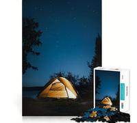 Puzzle da 1000 pezzi per ragazzi,tema campeggio sotto le stelle di notte,bordi precisi,gioco divertente e rilassante per allenare la mente,regalo di compleanno (38x26cm)