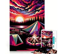 Puzzle da 1000 pezzi per ragazzi,tema campeggio,tramonto,Wpap Popart,incastro preciso,gioco,abilità mentale,divertimento,tempo libero,Natale,casa,arte (50x75cm)