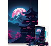 Puzzle da 1000 pezzi per ragazzi, tema "Casa giapponese di notte", gioco intelligente, ideale per interni, con bordi lisci e pezzi da collezione (38x26cm)