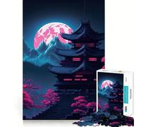 Puzzle da 1000 pezzi per ragazzi, tema "Casa giapponese di notte", gioco intelligente, ideale per interni, con bordi lisci e pezzi da collezione (38x52cm)