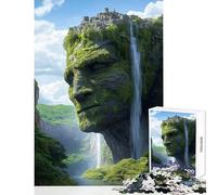 Puzzle da 1000 pezzi per ragazzi tema città fantasy con volti di pietra gioco rompicapo decorazione perfetta per la casa giocattolo divertente per attività domestiche (75x50cm)