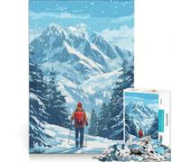 Puzzle da 1000 pezzi per ragazzi tema escursionismo invernale in montagna giocattolo fai da te decorazione da parete con pezzi di forma casuale completamente ad incastro 38x52cm