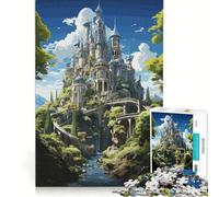 Puzzle da 1000 pezzi per ragazzi, tema fantasy: collina, castello e fiume Giochi per tutta la famiglia, divertenti e spiritosi, adatti anche come decorazione da scrivania 38x26cm