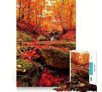 Puzzle da 1000 pezzi per ragazzi,tema foresta autunnale e ruscello,con bordi netti Gioco di logica,gioco lento e divertente,ideale per feste di compleanno (50x75cm)
