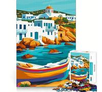 Puzzle da 1000 pezzi per ragazzi,tema Grecia,mare,viaggi,arte,taglio liscio,gioco,esercizio cognitivo,momento di relax,attività per compleanno (38x52cm)