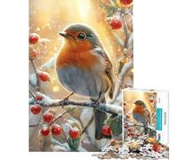 Puzzle da 1000 pezzi per ragazzi tema invernale "Il bagliore del pettirosso" puzzle per adulti gioco pratico antistress regalo di compleanno o unico (dimensioni 38x26cm)