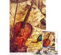Puzzle da 1000 pezzi per ragazzi tema "L'arte della musica il violino" gioco interattivo taglio di precisione antistress per rafforzare l'amore tra le coppie (50x75cm)