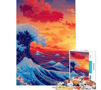 Puzzle da 1000 pezzi per ragazzi tema onda giapponese gioco per famiglie taglio di precisione regalo antistress (dimensioni 38x52cm)
