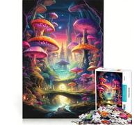 Puzzle da 1000 pezzi per ragazzi, tema "Paese dei Funghi Fantastico", giocattolo educativo, sfida impegnativa, ideale come regalo 50x75cm