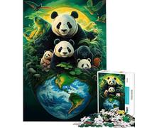 Puzzle da 1000 pezzi per ragazzi tema panda Giornata della Terra Gioco pratico per adulti sfida impegnativa ideale come regalo per tutta la famiglia (dimensioni 38x26cm)