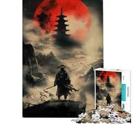 Puzzle da 1000 pezzi per ragazzi tema Samurai Veglia della Luna di Sangue attività divertenti da fare a casa gioco educativo per famiglie dai 14 anni in su (38x52cm)