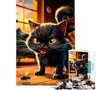 Puzzle da 1000 pezzi per ragazzi tema "Scontro felino feroce" giocattolo educativo decorazione murale regalo di compleanno (dimensioni 50x75cm)