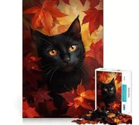 Puzzle da 1000 pezzi per ragazzi,tema "Sguardo del gatto autunnale" Gioco divertente e stimolante per la mente,ideale per momenti di svago e per esporre un'opera d'arte natalizia (38x52cm)