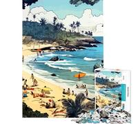 Puzzle da 1000 pezzi per ragazzi tema spiaggia hawaiana pomeriggio in spiaggia gioco educativo e stimolante ideale per rilassarsi e alleviare lo stress un'opera d'arte da regalare (dimensioni 38x26cm)