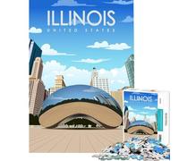 Puzzle da 1000 pezzi per ragazzi tema Stato dell'Illinois ideale per viaggi arte gioco intellettuale giochi educativi antistress regalo di compleanno (dimensioni 38x26cm)