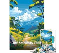 Puzzle da 1000 pezzi per ragazzi tema "The Snowman Trek" Bhutan gioco intellettuale rilassante attività per famiglie regalo di Babbo Natale segreto (dimensioni 38x26cm)