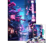 Puzzle da 1000 pezzi per ragazzi tema Tokyo Sakura al neon puzzle per adolescenti gioco per famiglie decorazione da parete difficile e stimolante (dimensioni 38x26cm)