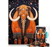 Puzzle da 1000 pezzi per ragazzi, tema tribale, animale, mastodonte, decorazione per incastri precisi, gioco per esercizi mentali, gioco per il tempo libero, regalo di Natale divertente (50x75cm)