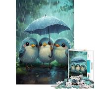 Puzzle da 1000 pezzi per ragazzi tema "Uccelli in una giornata di pioggia" puzzle per adulti gioco per famiglie divertente e spiritoso attività da fare a casa (dimensioni 38x52cm)