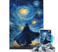 Puzzle da 1000 pezzi per ragazzi tema Viandante nella notte stellata puzzle per adulti giocattolo decorativo da parete modello da assemblare compleanno e Natale (dimensioni 50x75cm)