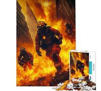 Puzzle da 1000 pezzi per ragazzi tema vigili del fuoco città in fiamme gioco rompicapo regalo di compleanno unico per compleanno e Natale (dimensioni 38x52cm)