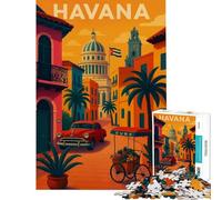 Puzzle da 1000 pezzi per ragazzi tema vintage L'Avana Cuba Giocattolo educativo per l'apprendimento e il miglioramento della memoria Regalo di compleanno (dimensioni 38x52cm)