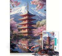 Puzzle da 1000 pezzi per ragazzi,Tempio dei ciliegi in fiore Attività creativa con tagli precisi,esercizio mentale,divertimento e relax,ideale per compleanni (50x75cm)