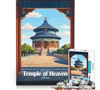 Puzzle da 1000 pezzi per ragazzi Tempio del Cielo Cina giochi per famiglie migliora la memoria con poster e foglio di curiosità abbinati 38x52cm