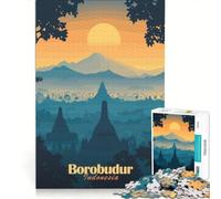 Puzzle da 1000 pezzi per ragazzi, Tempio di Borobudur al tramonto, giochi rilassanti, attività divertenti da fare a casa, ottimo regalo per gli appassionati di videogiochi 50x75cm